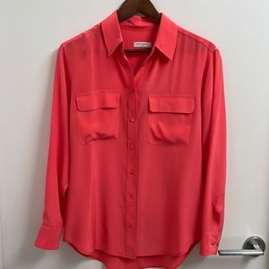 Equipment - Essential Silk Shirt - Coral - XS